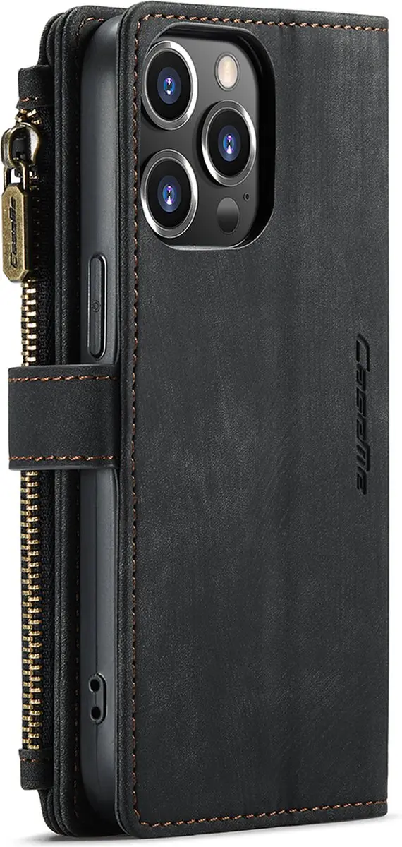 CaseMe iPhone 14 Pro Wallet Book Hoesje - Zwart