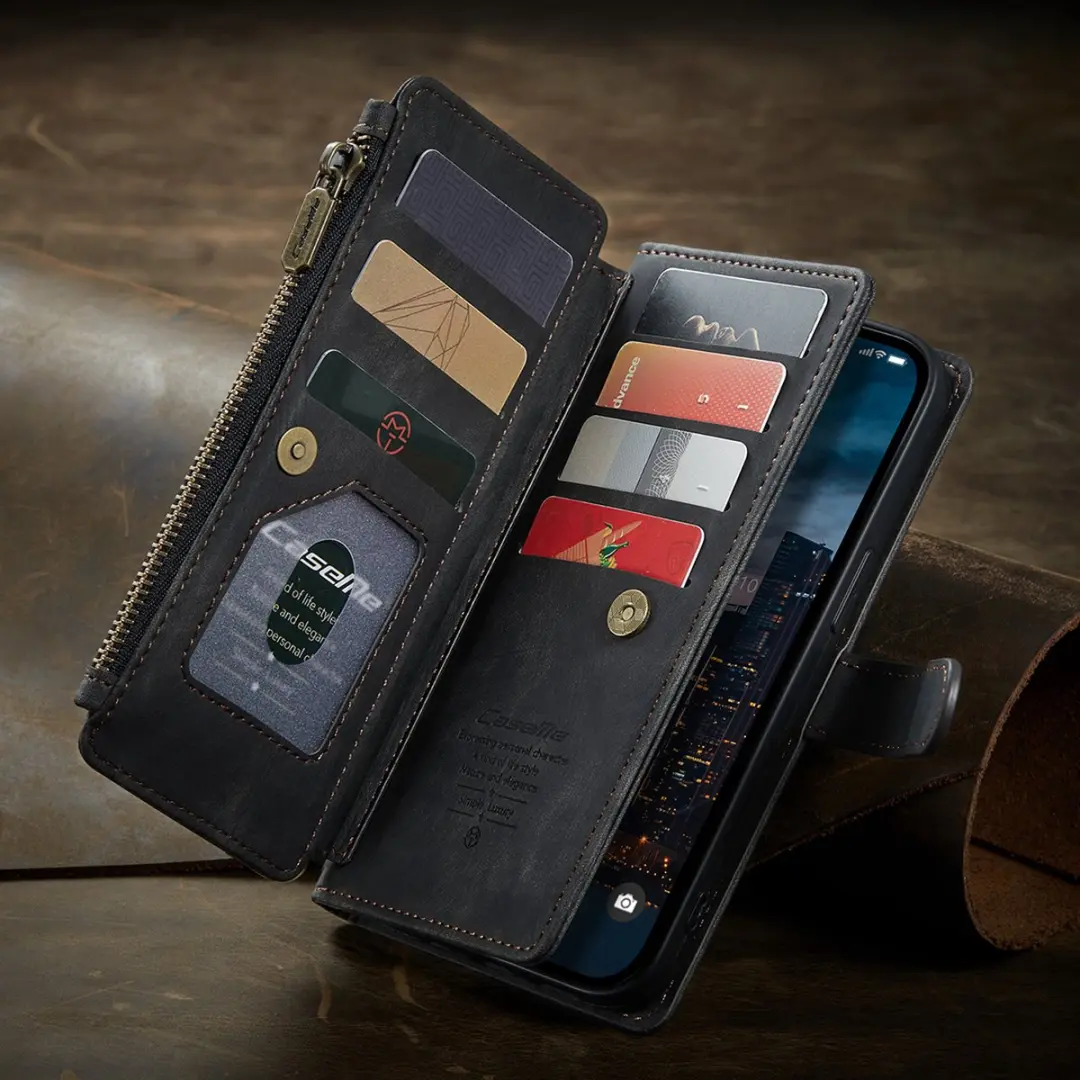 CaseMe iPhone 14 Pro Wallet Book Hoesje - Zwart