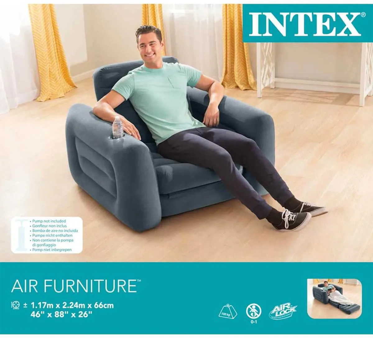 Intex Uittrekbare Stoel 117x224cm - Grijs - afbeelding 5 van 6