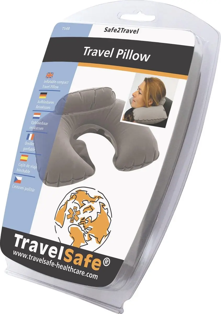Travelsafe Opblaasbaar Nekkussen - Grijs