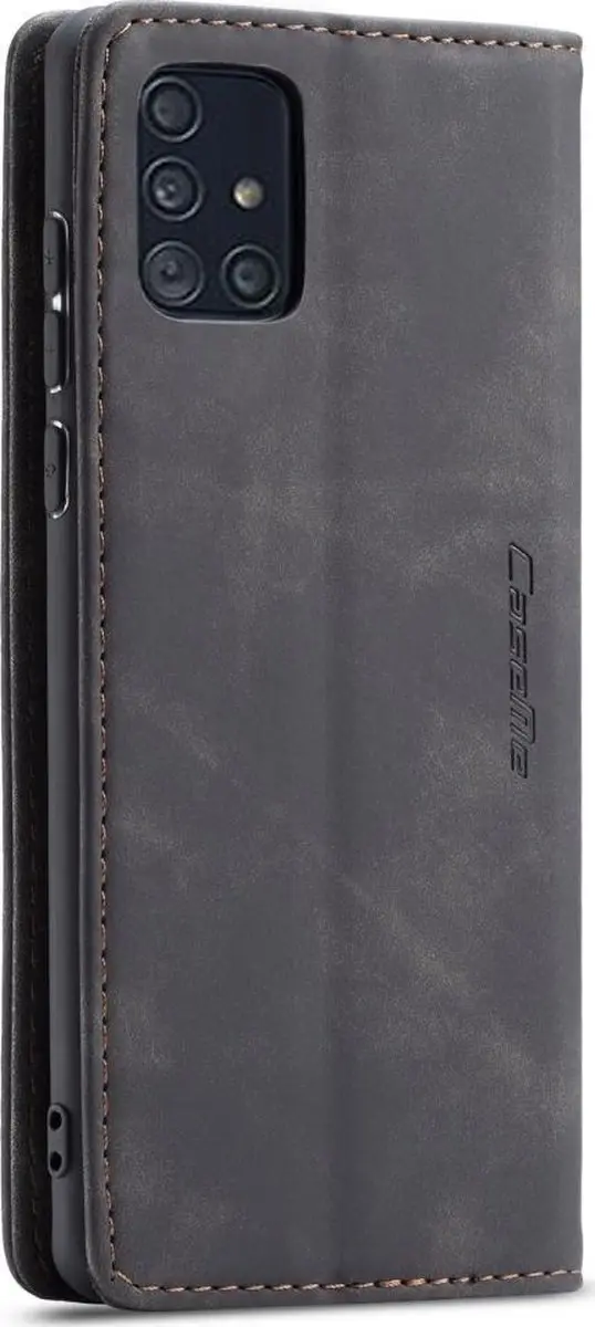 Caseme Samsung Galaxy A71 Kunstlederen Bookcase Hoesje - 2 Pasjes - Zwart