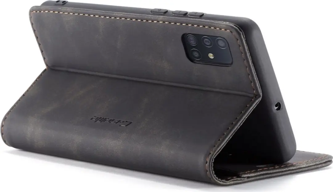 Caseme Samsung Galaxy A71 Kunstlederen Bookcase Hoesje - 2 Pasjes - Zwart