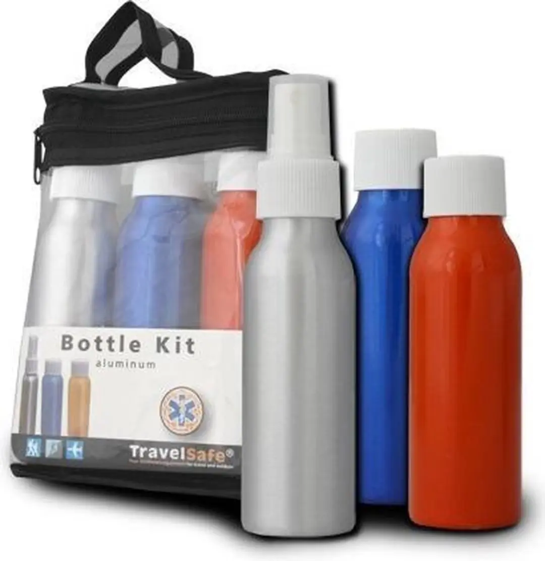 Travelsafe TS0065 Bottles Kit - 3x100ml - Grijs/Blauw/Rood