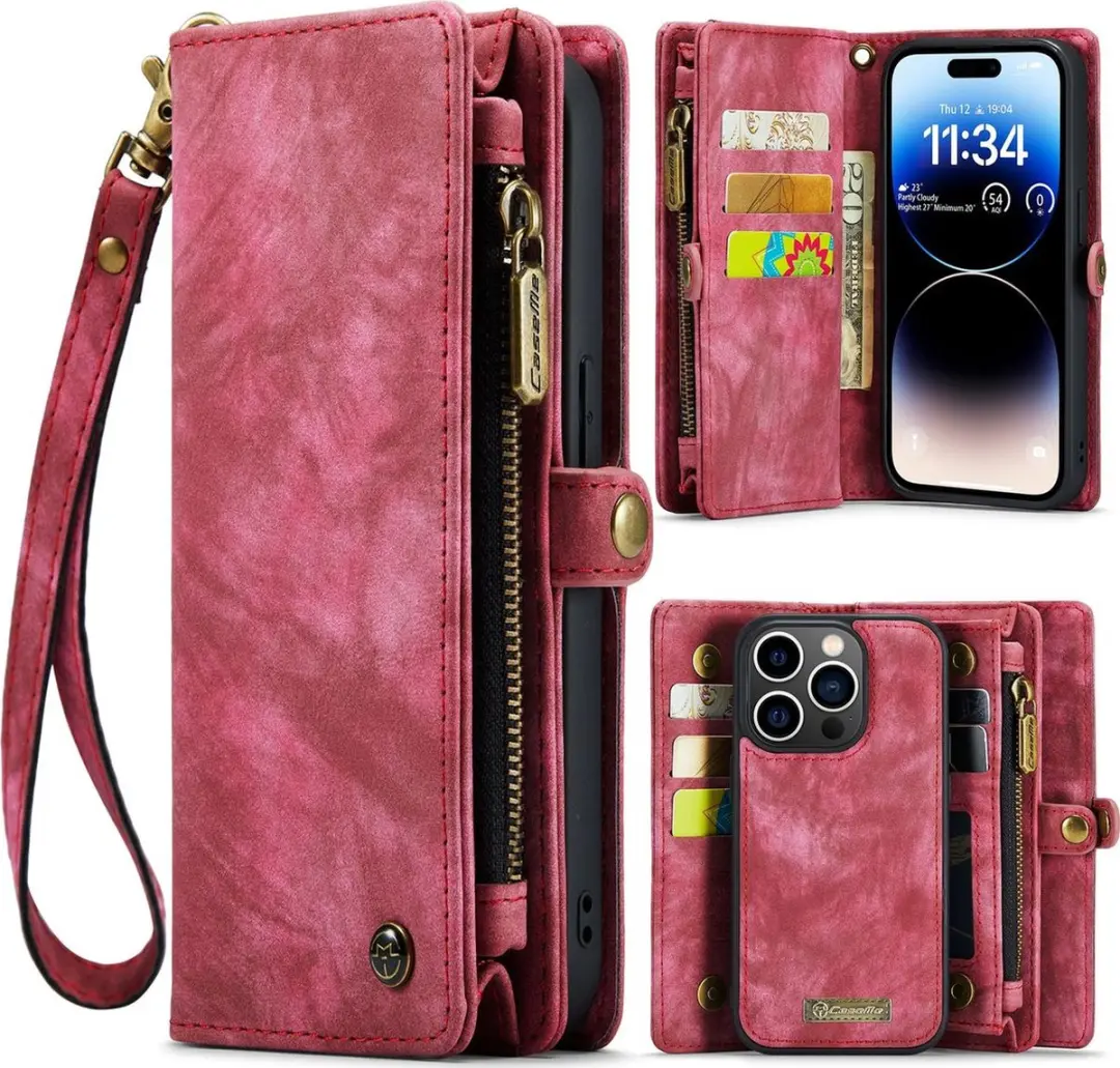 Caseme 008 Telefoonhoesje iPhone 14 Pro - 8 Pasjes Rood - afbeelding 6 van 6
