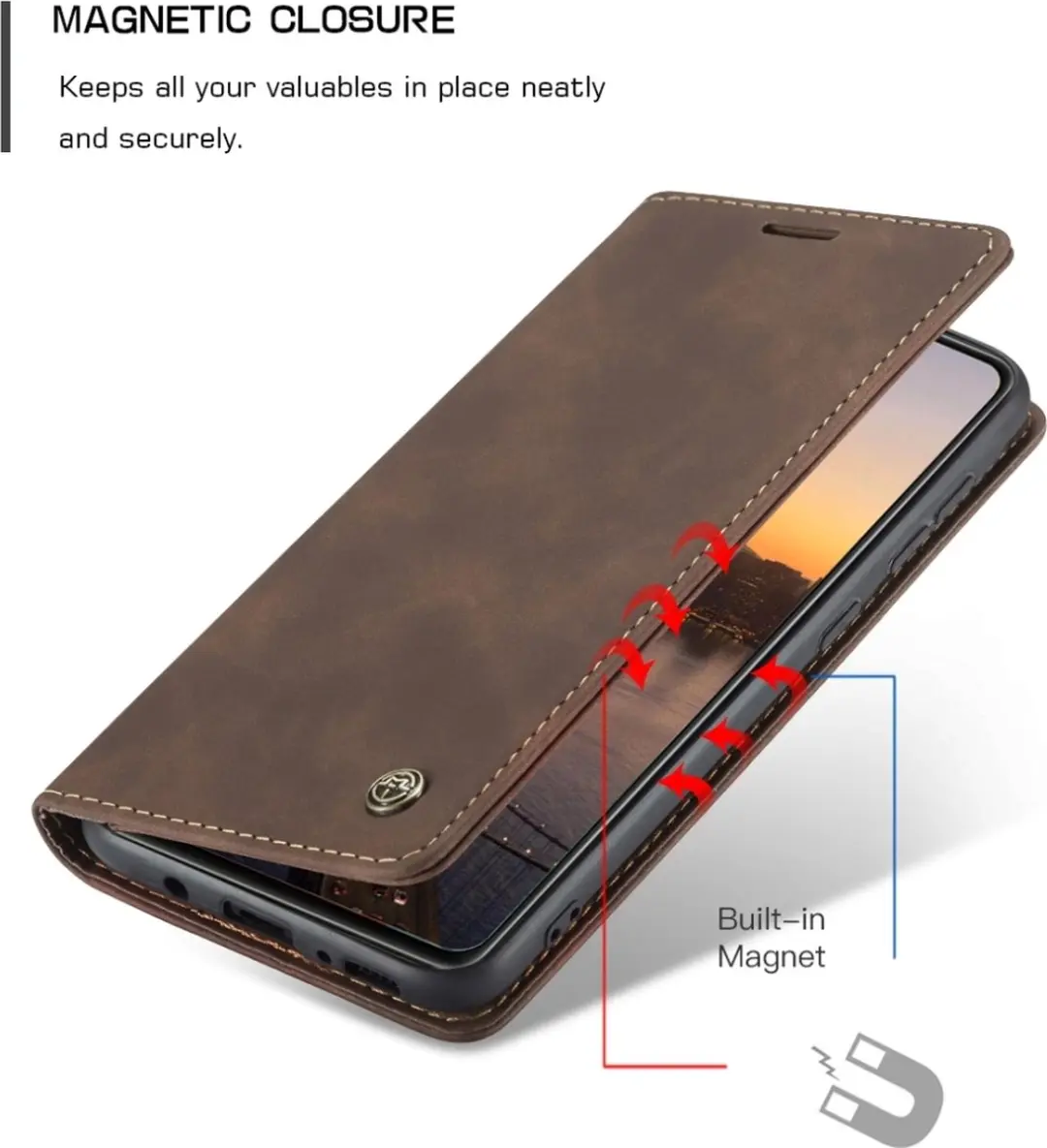 Caseme 013 Bookcase Portemonnee Telefoonhoesje - Samsung Galaxy A21s - 2 Pasjes - Bruin
