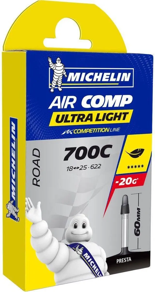 Michelin Aircomp Binnenband 28 inch - Presta 60mm - Zwart