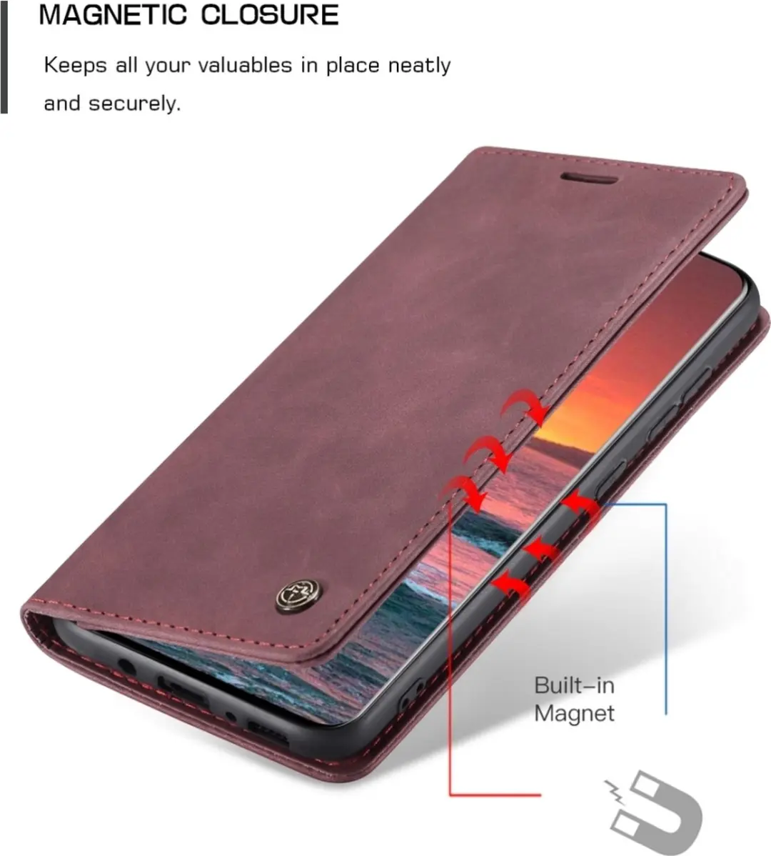 Caseme Samsung Galaxy A21s Bookcase Hoesje - Kunstleder Rood - 577788