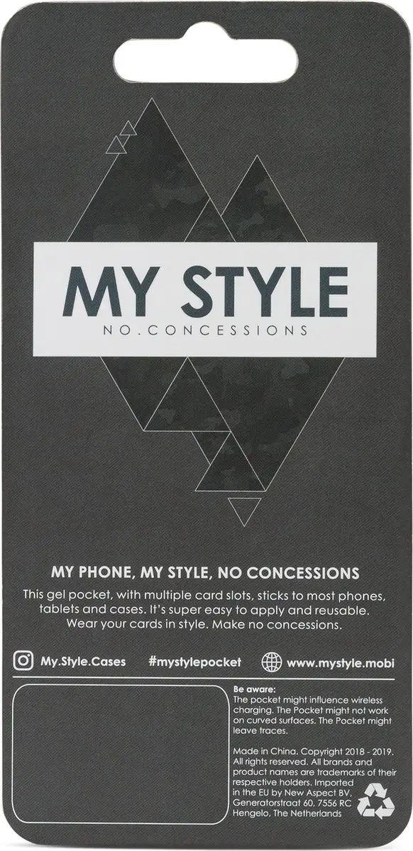 My Style Universal Sticky Card Pocket 3 Stuks - Zwart