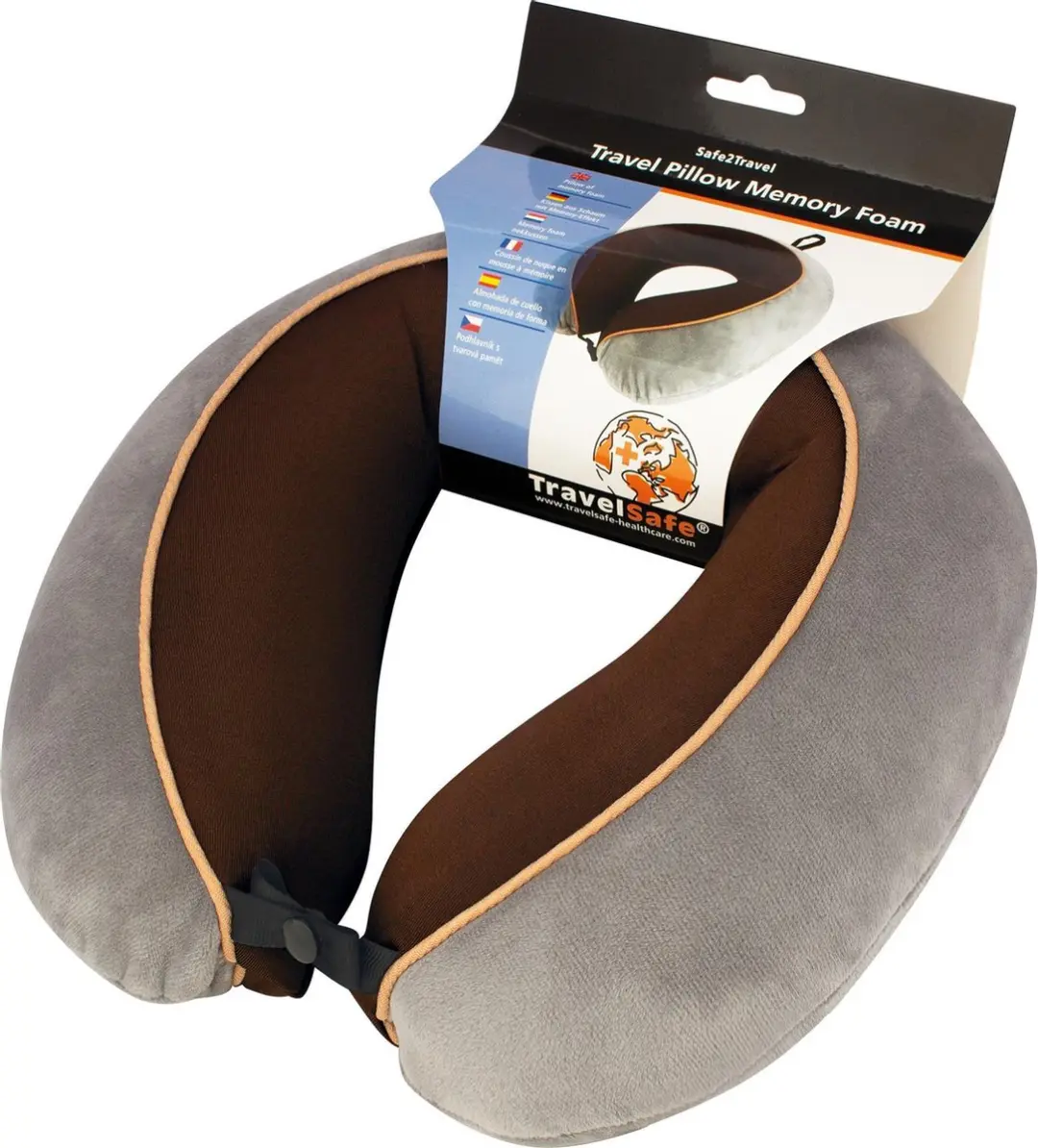 Travelsafe Nekkussen De Luxe Memory Foam - Grijs Bruin