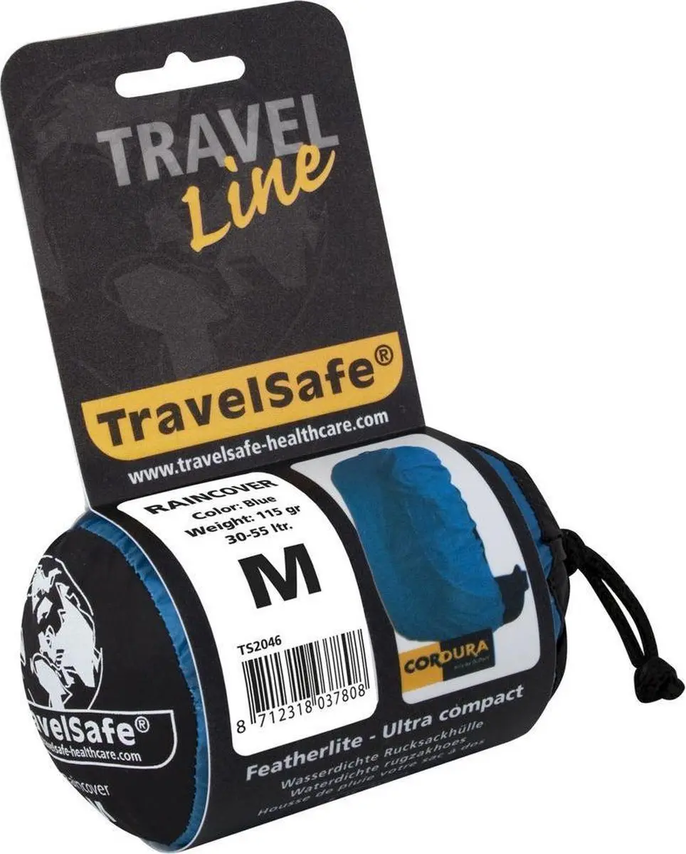 Travelsafe Featherlite Regenhoes Medium - 30-55L - Blauw