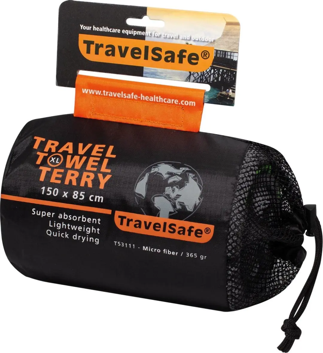 TravelSafe Microvezel Terry Handdoek XL - Grijs/Groen