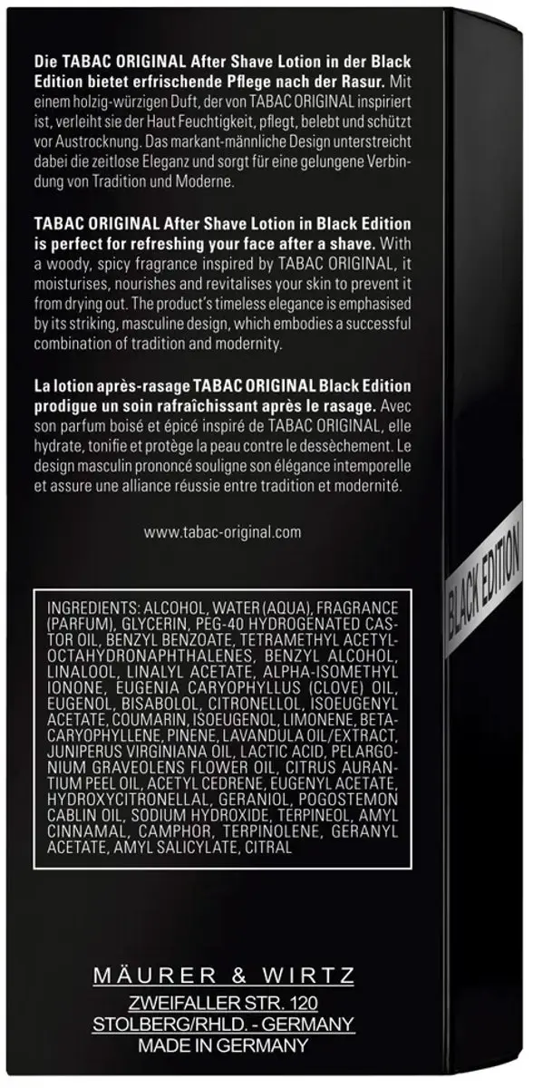 Tabac Original Black Edition Aftershave Lotion 100ml