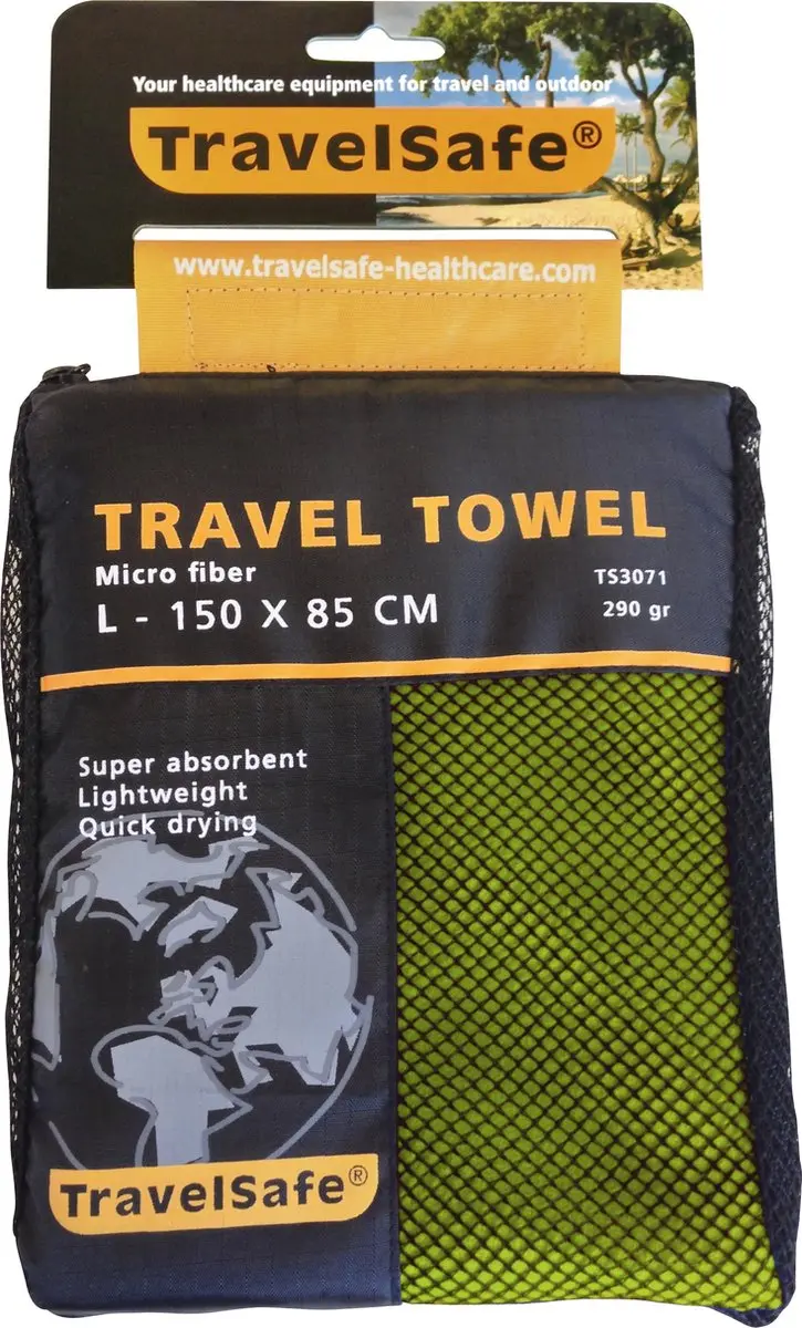 Travelsafe Traveltowel Microvezel 85x150cm - L - Groen