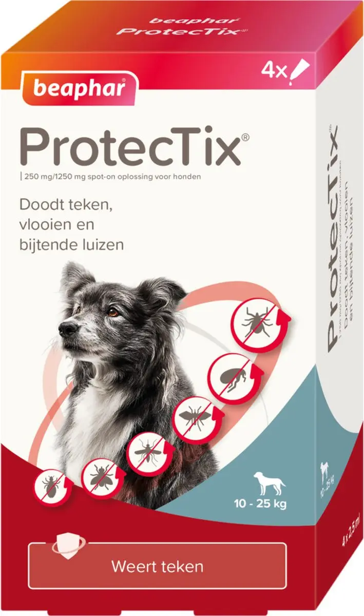 Beaphar ProtecTix Hond Anti Vlo & Teek 10-25 kg - 4 Pipetten