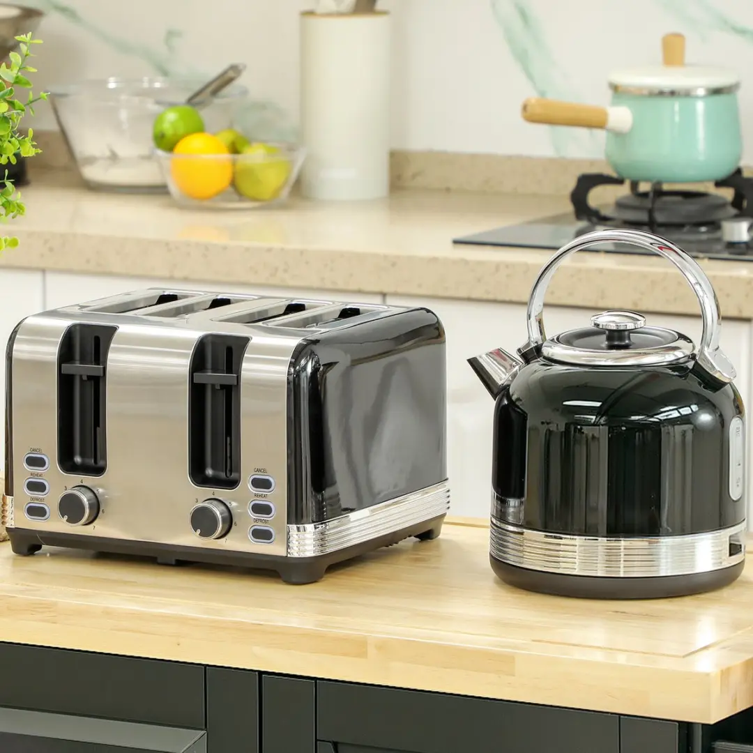 Homcom Waterkoker & Broodrooster Set 2200W - 7 Programma's - Zwart