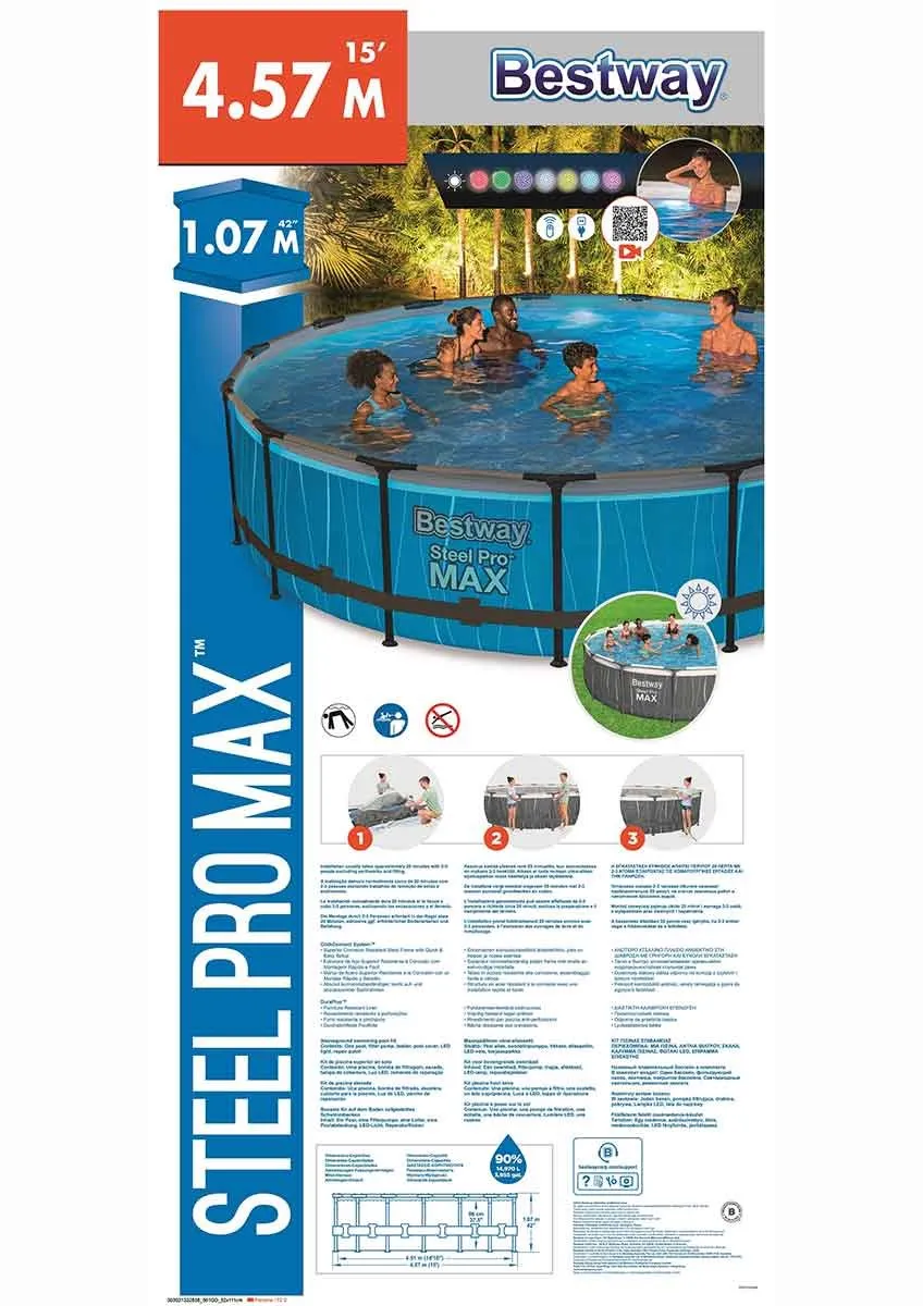 Bestway Steel Pro Max Zwembad 457cm - Grijs - afbeelding 6 van 6