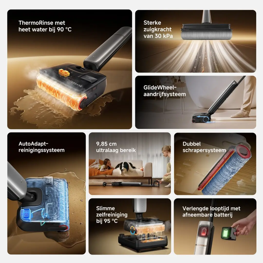 Dreame T15 Pro Heat-R Stofzuiger - 30000 Pa - Zilver/Zwart - afbeelding 5 van 6