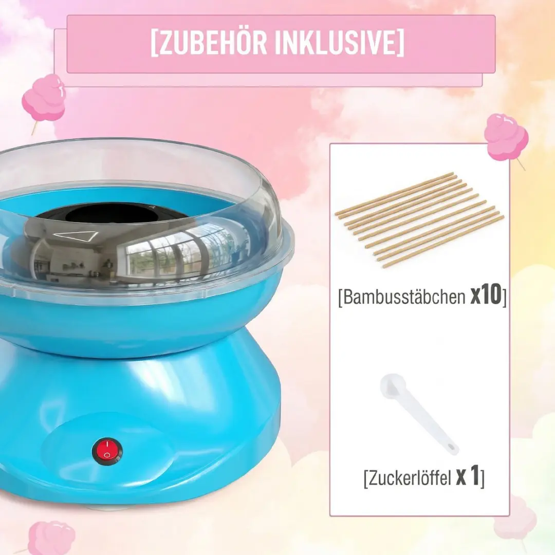 Homcom Suikerspinmachine RVS 550W - Blauw - afbeelding 6 van 6