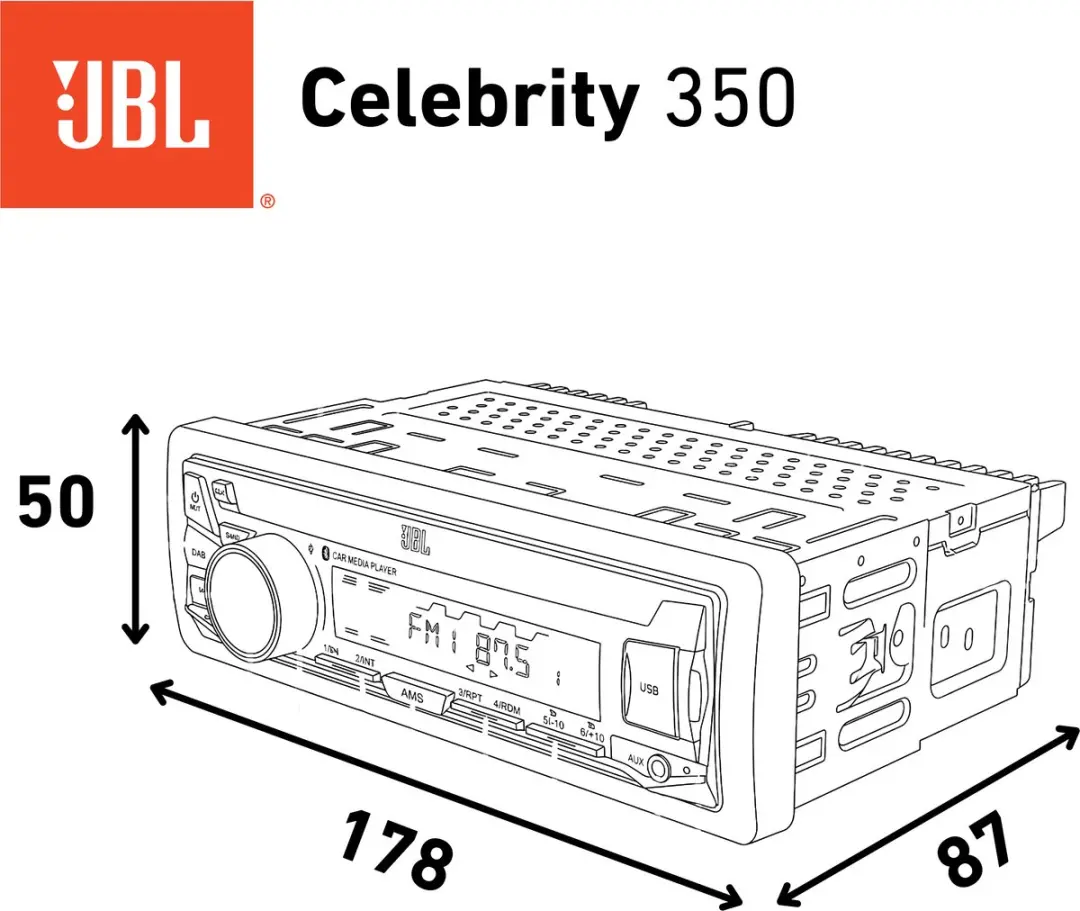 JBL Celebrity 350D Autoradio - 4x50W DAB+ Bluetooth USB Zwart - afbeelding 6 van 6