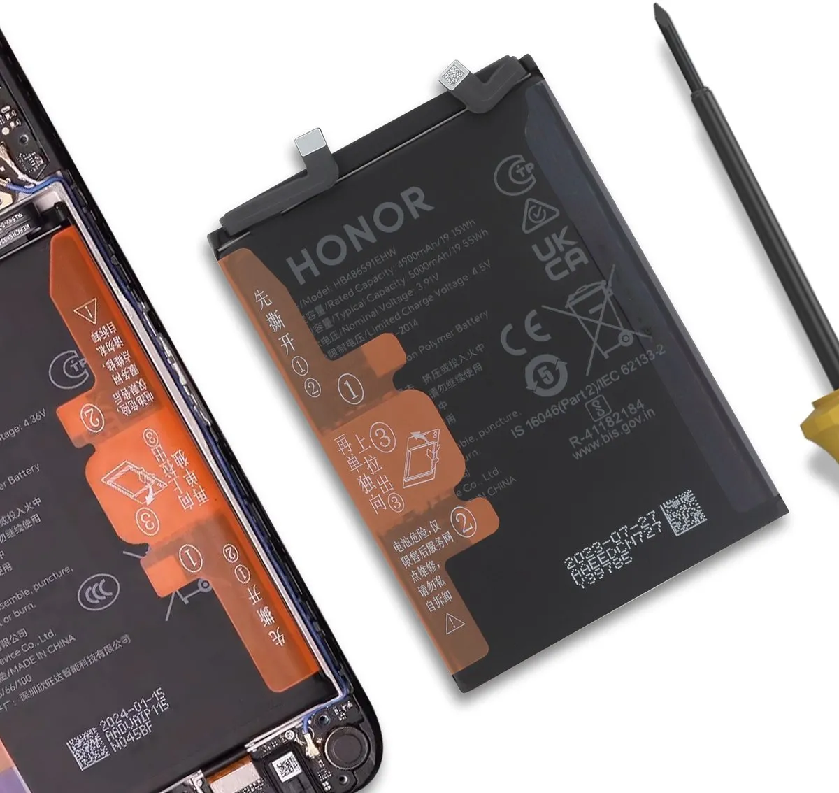 Honor 90 Originele Batterij 5000mAh - Zwart