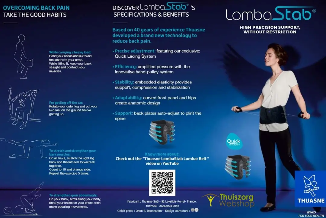 Thuasne Lombastab Rugbrace 21cm - Maat 1 (60-80cm) - Zwart