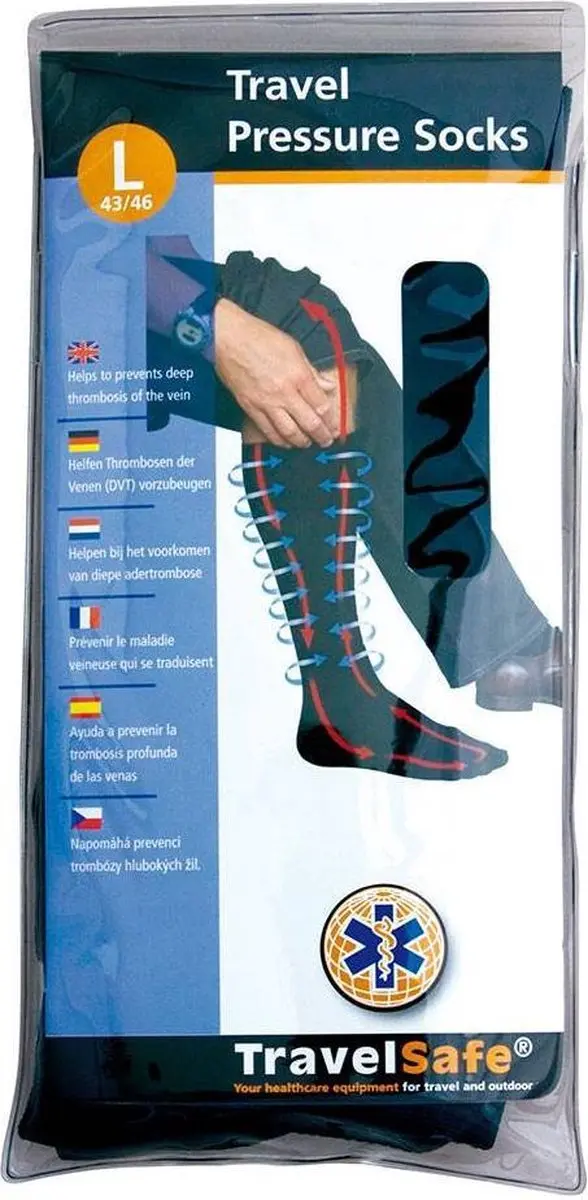 TravelSafe Travel Pressure Soks Steunkousen 39-42 - Zwart