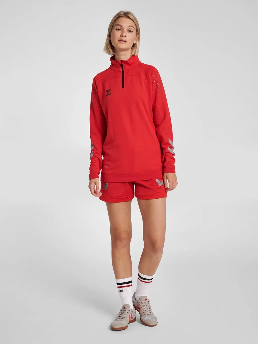 Hummel Hmllead Women Half Zip Dames Shirt - Lange mouwen - Rood - S - afbeelding 6 van 6