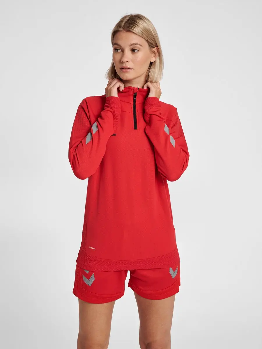 Hummel Hmllead Women Half Zip Dames Shirt - Lange mouwen - Rood - S