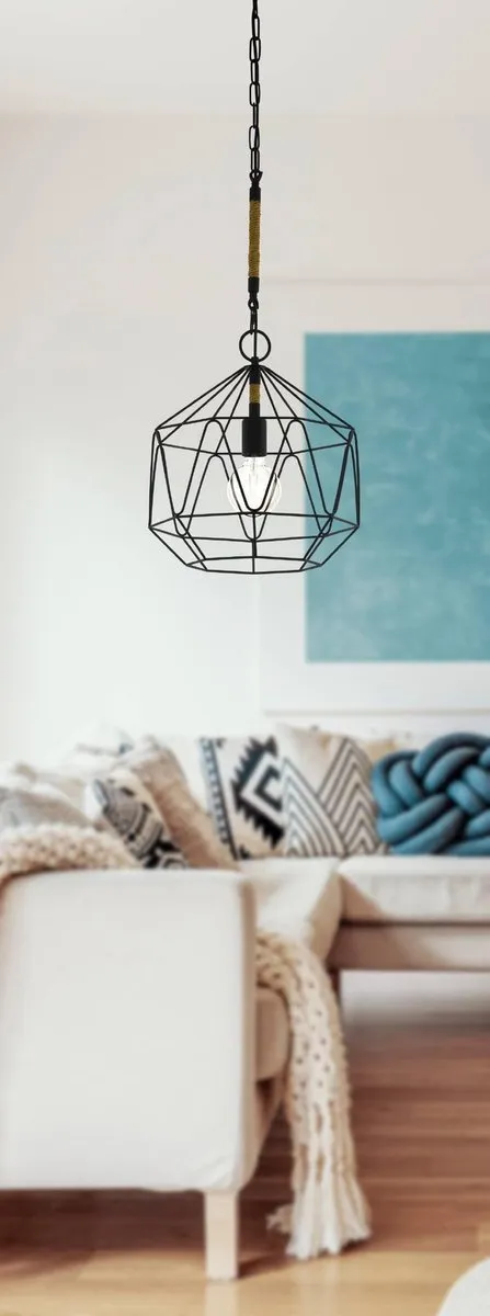 Eglo Cottingham Hanglamp E27 - Ø37cm - Zwart