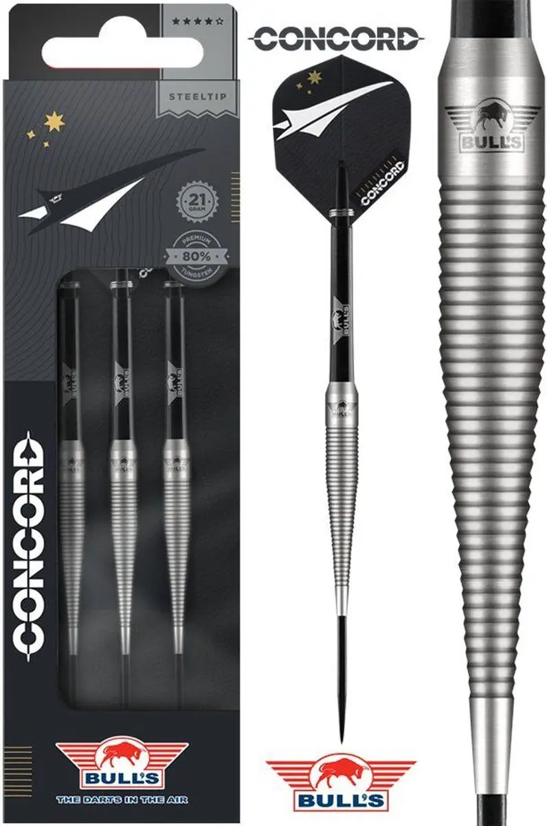 Bull's Concord 80% Dartpijlen 25g - Zilver - 3 Stuks