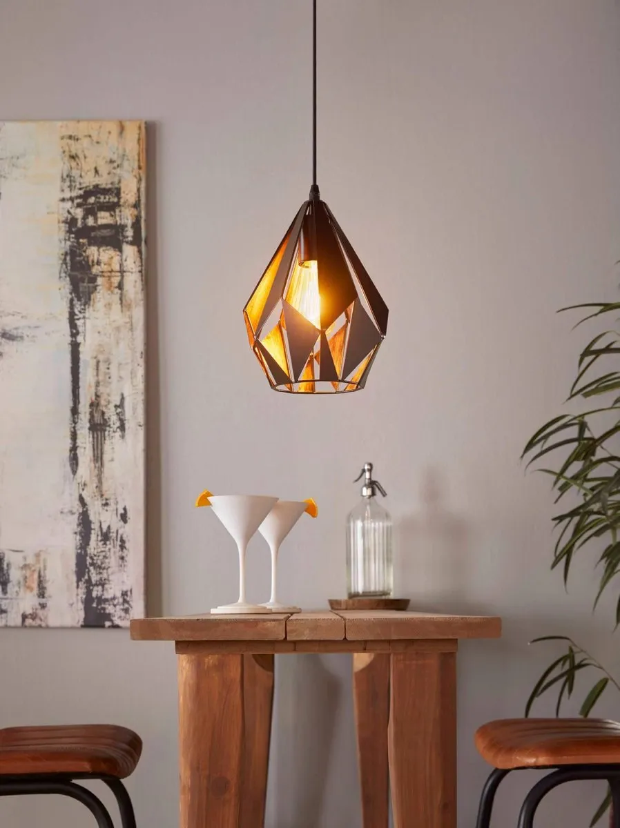 Eglo Carlton 1 Hanglamp - Ø20,5cm - Zwart/Koper