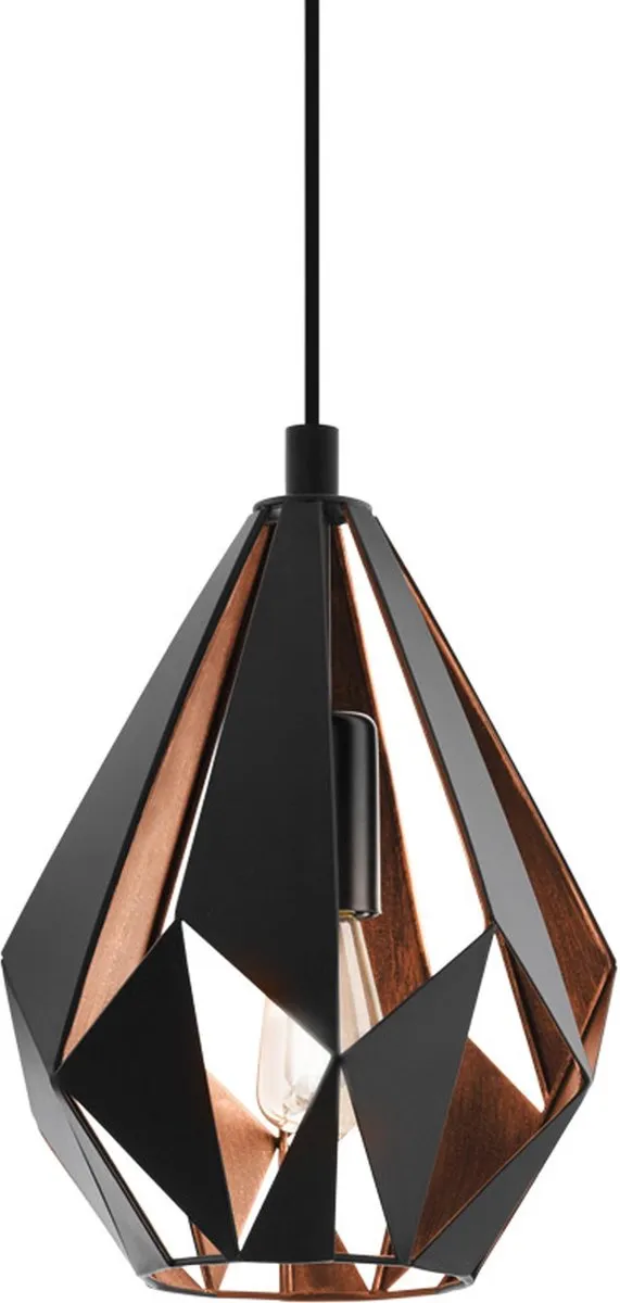 Eglo Carlton 1 Hanglamp - Ø20,5cm - Zwart/Koper