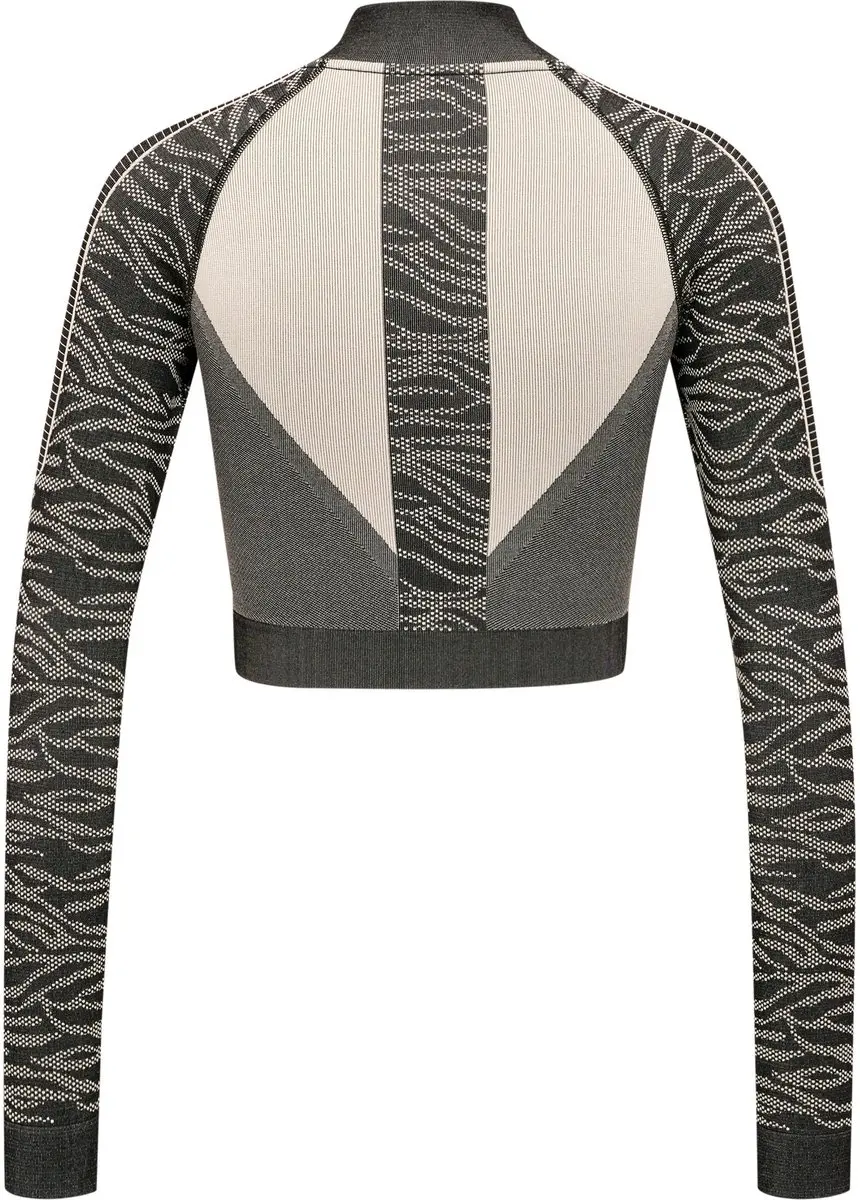 Hummel Mila Seamless Crop Half Zip Dames Shirt - L - Zwart