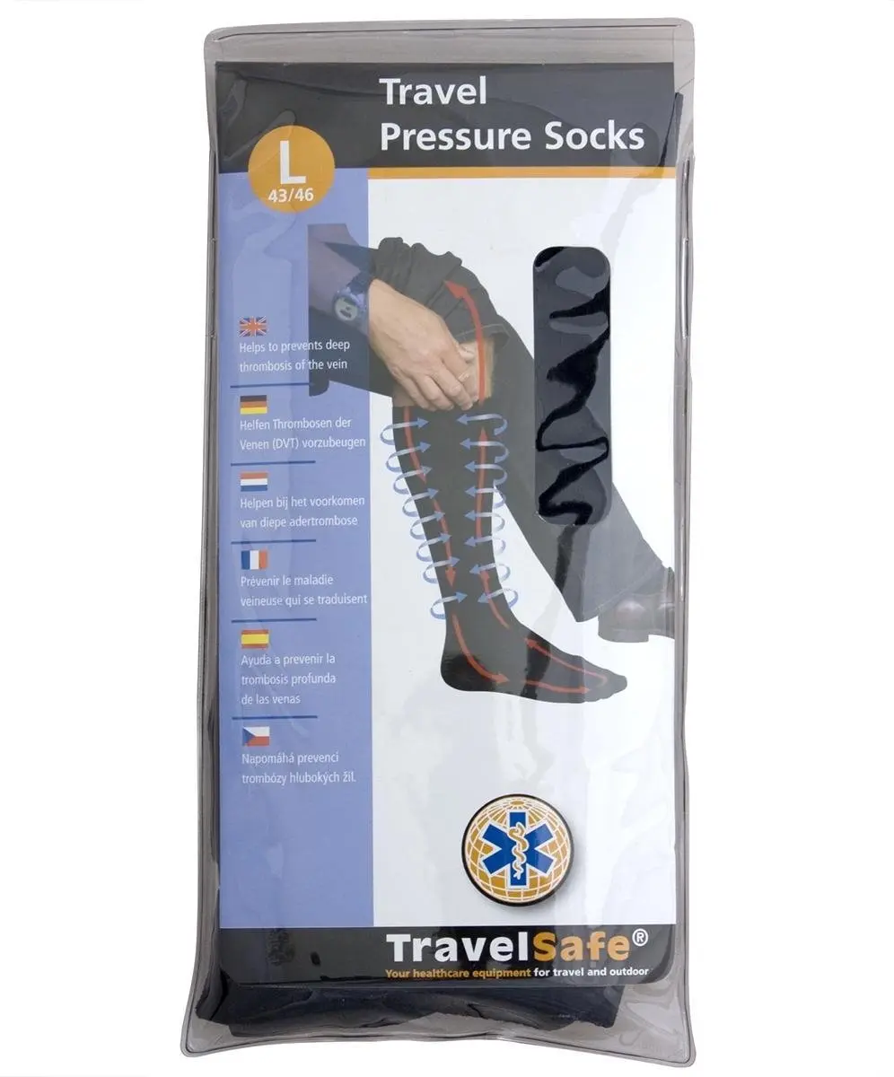 TravelSafe Travel Pressure Socks Steunkousen 43-46 - 2 Stuks - Zwart