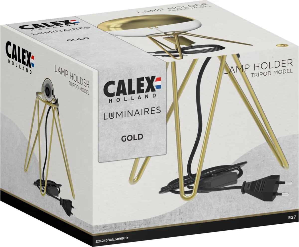 Calex Tripod Tafellamp - Goud - E27