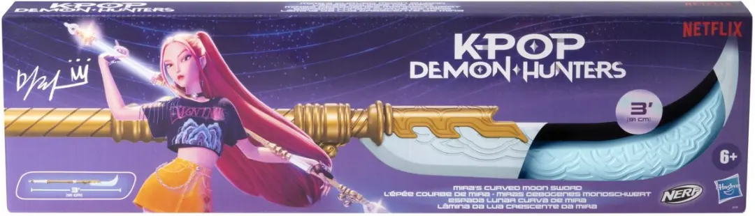Hasbro Nerf KPop Demon Hunters Mira Curved Moon Zwaard - Blauw/Wit/Goud