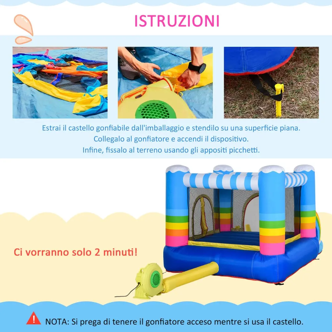 ECTEATOY Opblaasbaar Springkasteel 290x200x155cm - Trampoline & Zwembad - Meerkleurig - afbeelding 4 van 6