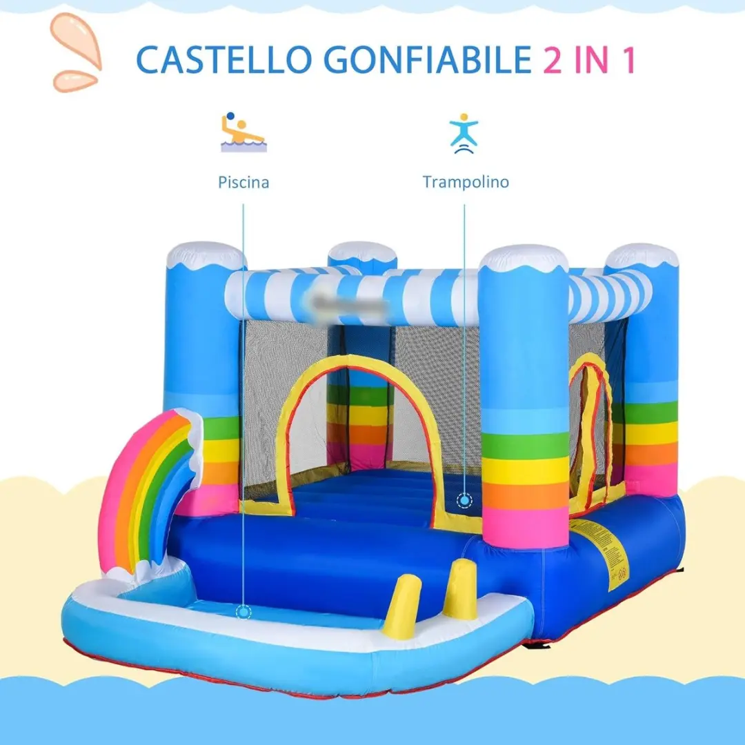 ECTEATOY Opblaasbaar Springkasteel 290x200x155cm - Trampoline & Zwembad - Meerkleurig - afbeelding 6 van 6