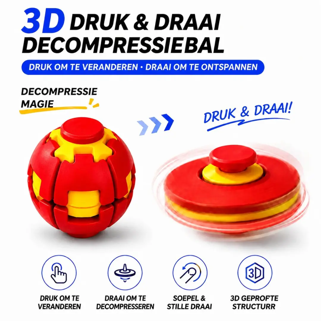ECTEATOY Stressbal 3D-geprint Blauw - afbeelding 4 van 6