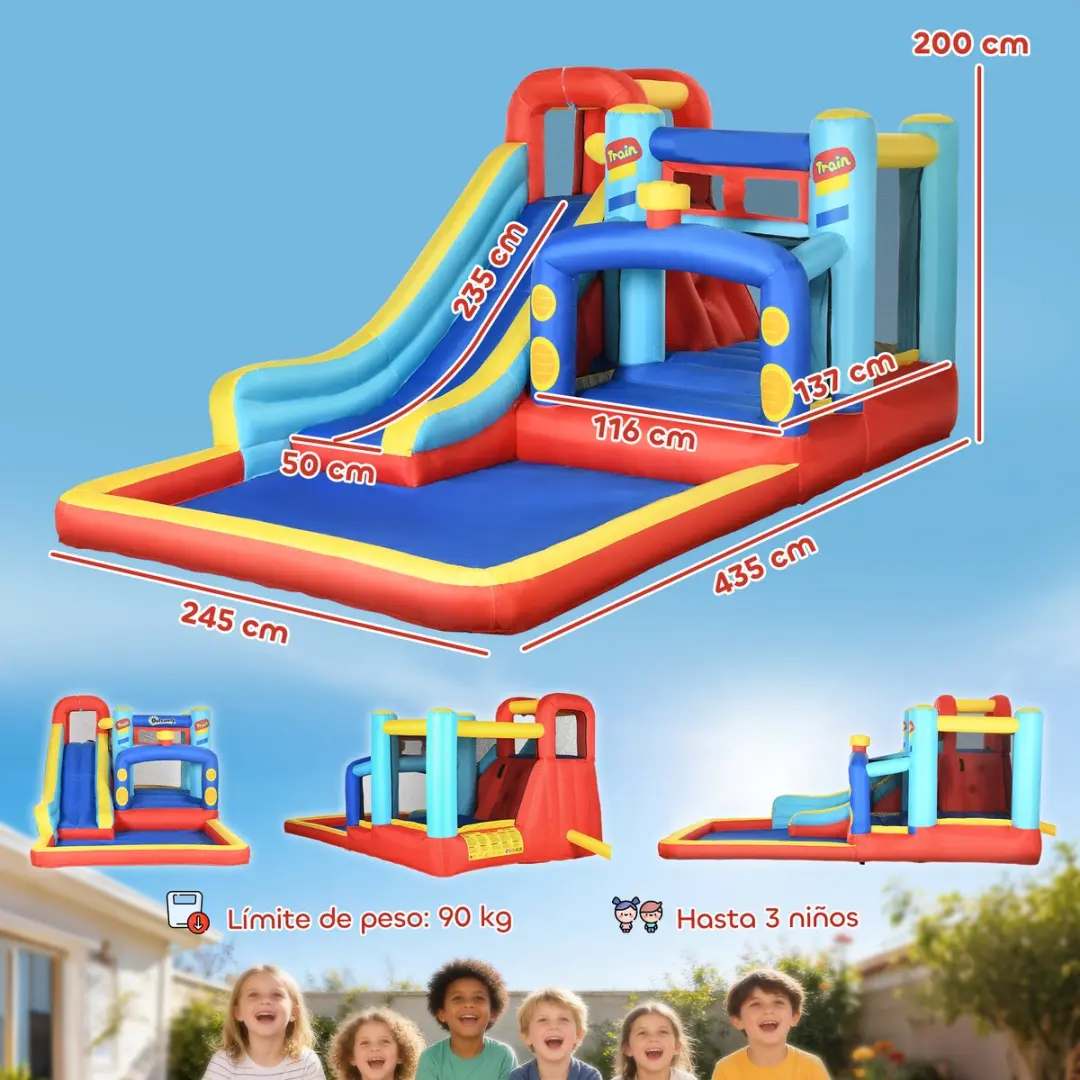 ECTEATOY Springkasteel Opblaasbaar 435x245x200cm - 3-8 jaar - afbeelding 6 van 6