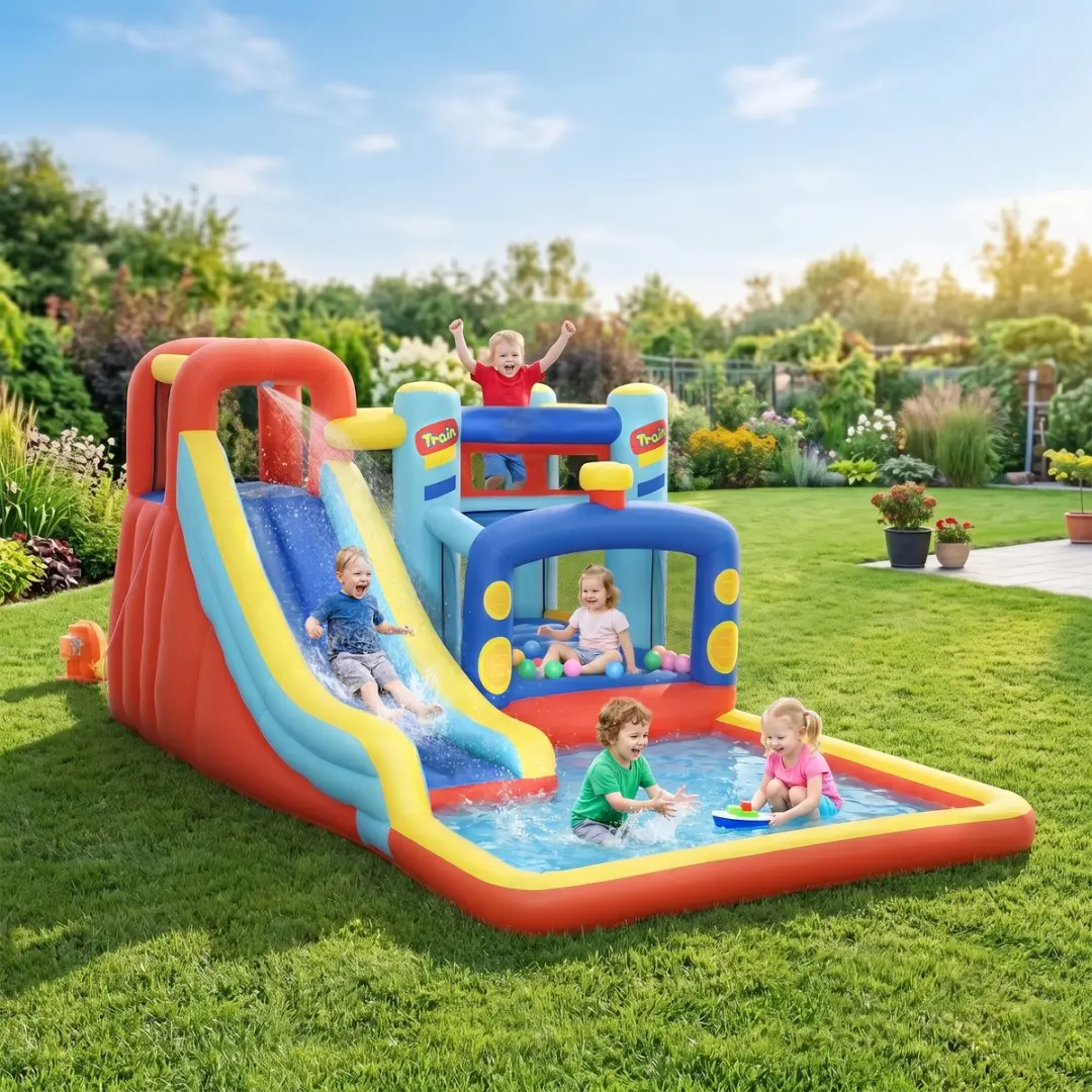 ECTEATOY Springkasteel Opblaasbaar 435x245x200cm