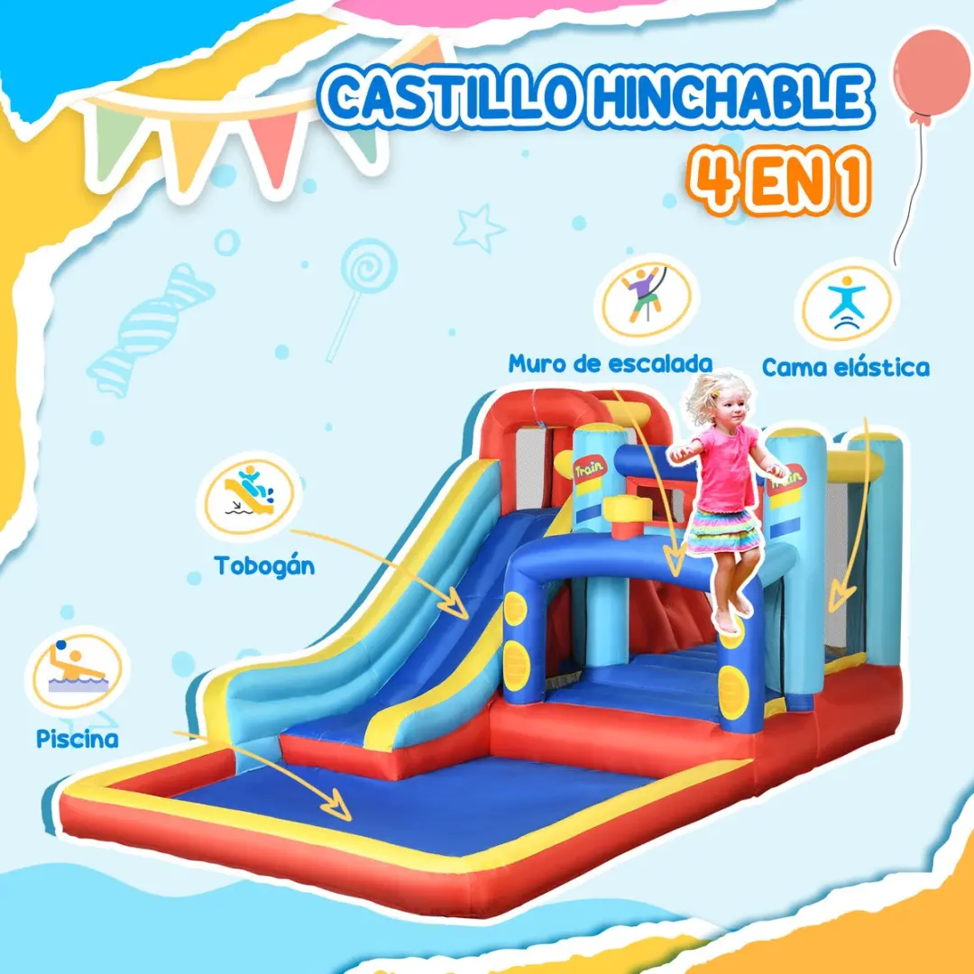 ECTEATOY Springkasteel Opblaasbaar 435x245x200cm - 3-8 jaar - afbeelding 3 van 6