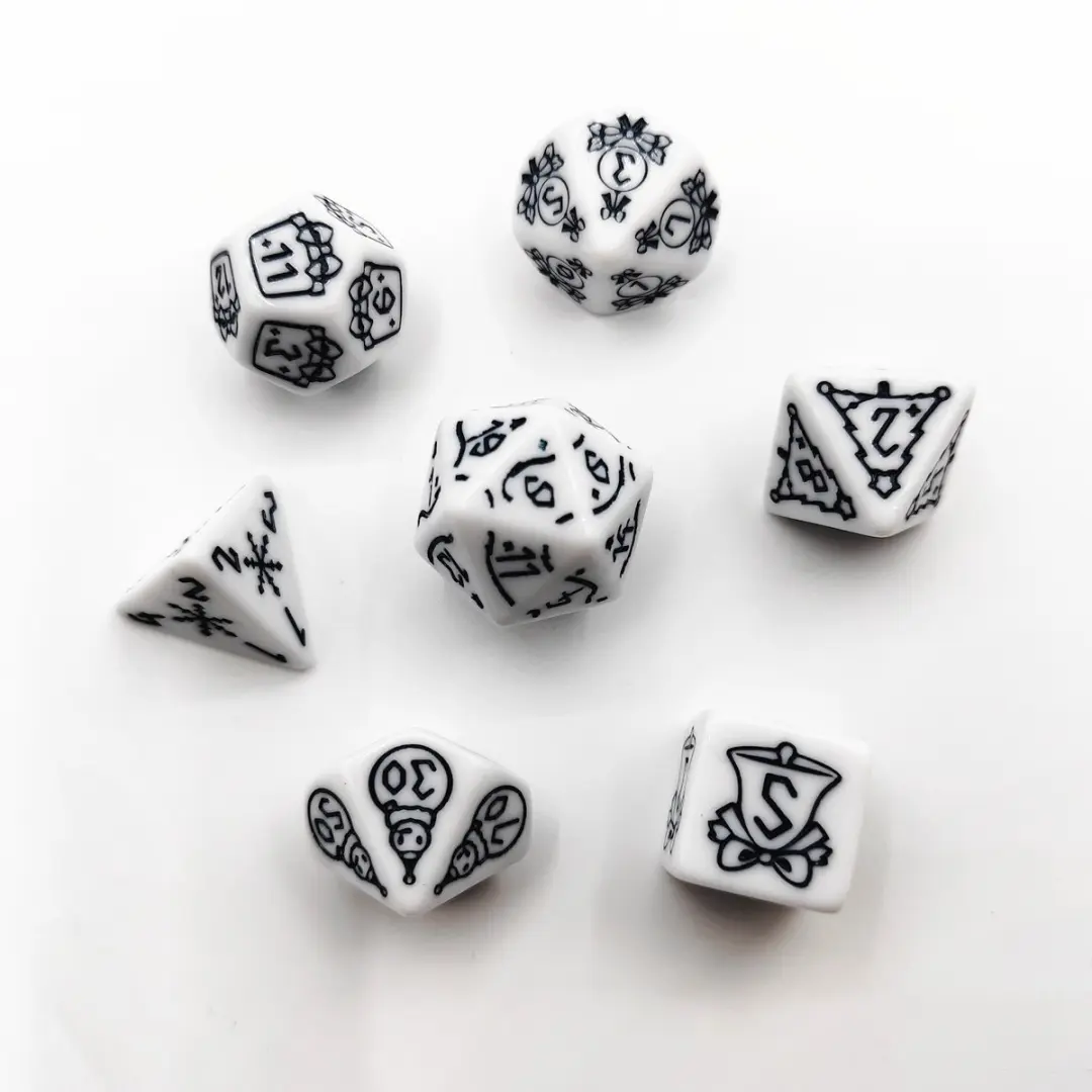 Lapi Toys D&D Polydice Set 7 Stuks - Kerst Acryl - Zwart/Wit