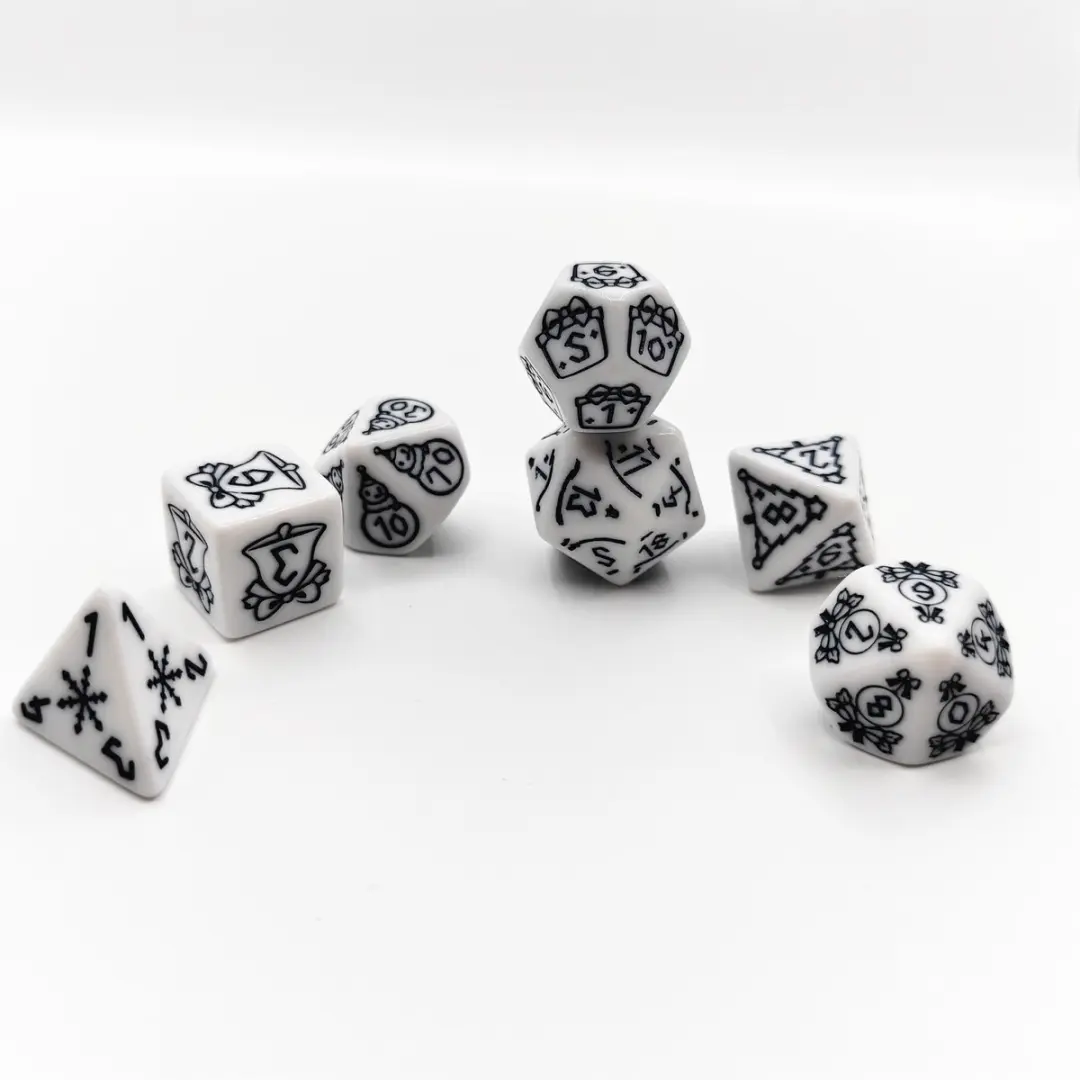 Lapi Toys D&D Polydice Set 7 Stuks - Kerst Acryl - Zwart/Wit