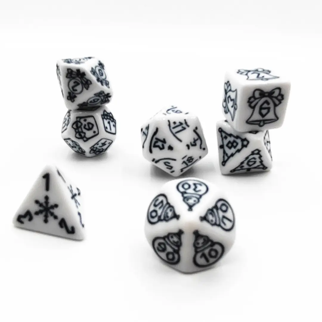 Lapi Toys D&D Polydice Set 7 Stuks - Kerst Acryl - Zwart/Wit