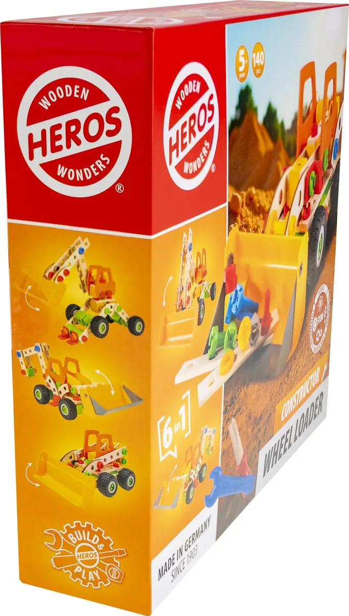Heros Constructor Wiellader 6-in-1 Bouwset 140 Stuks