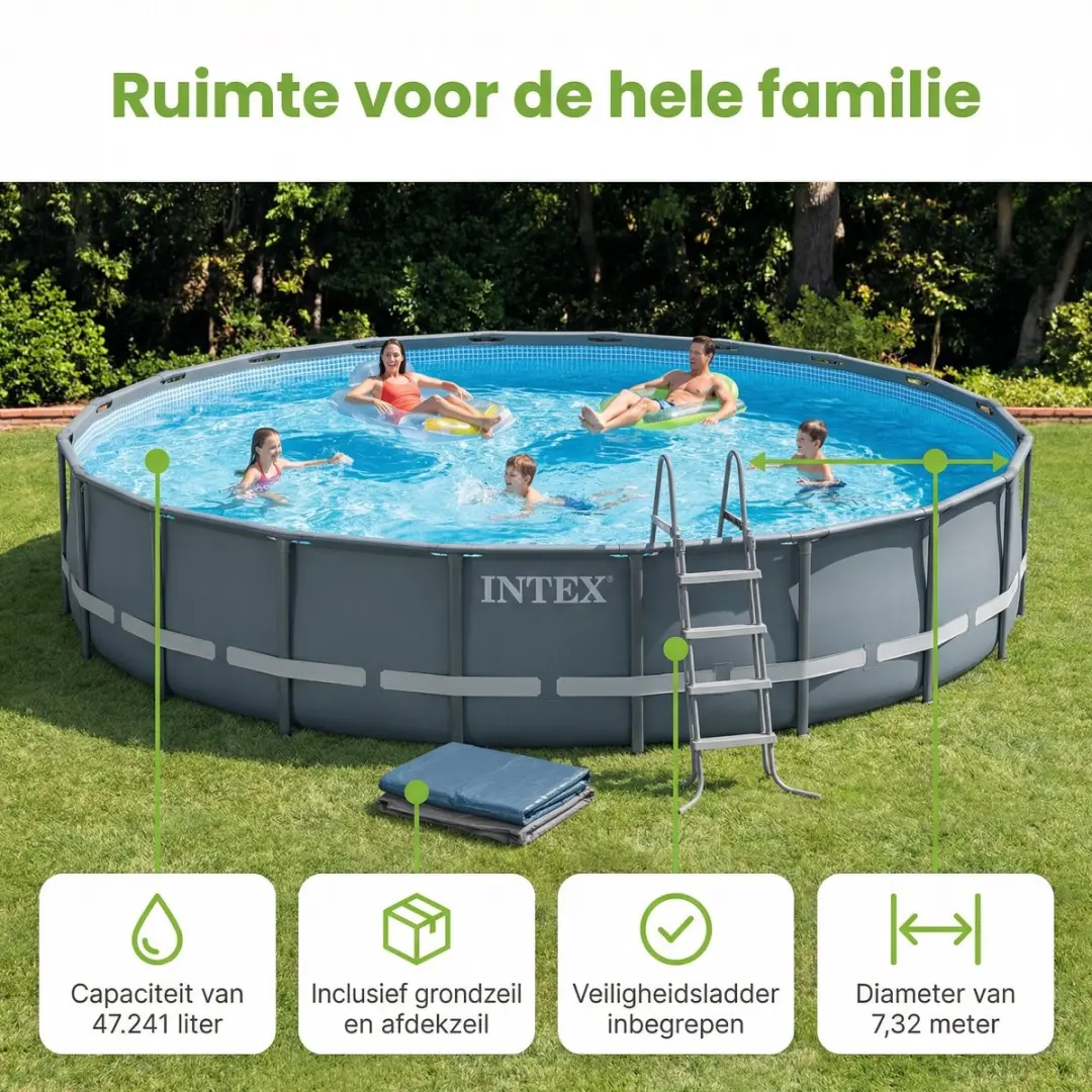 Intex Ultra XTR Frame Zwembad 732x132cm - 8-delig - Grijs