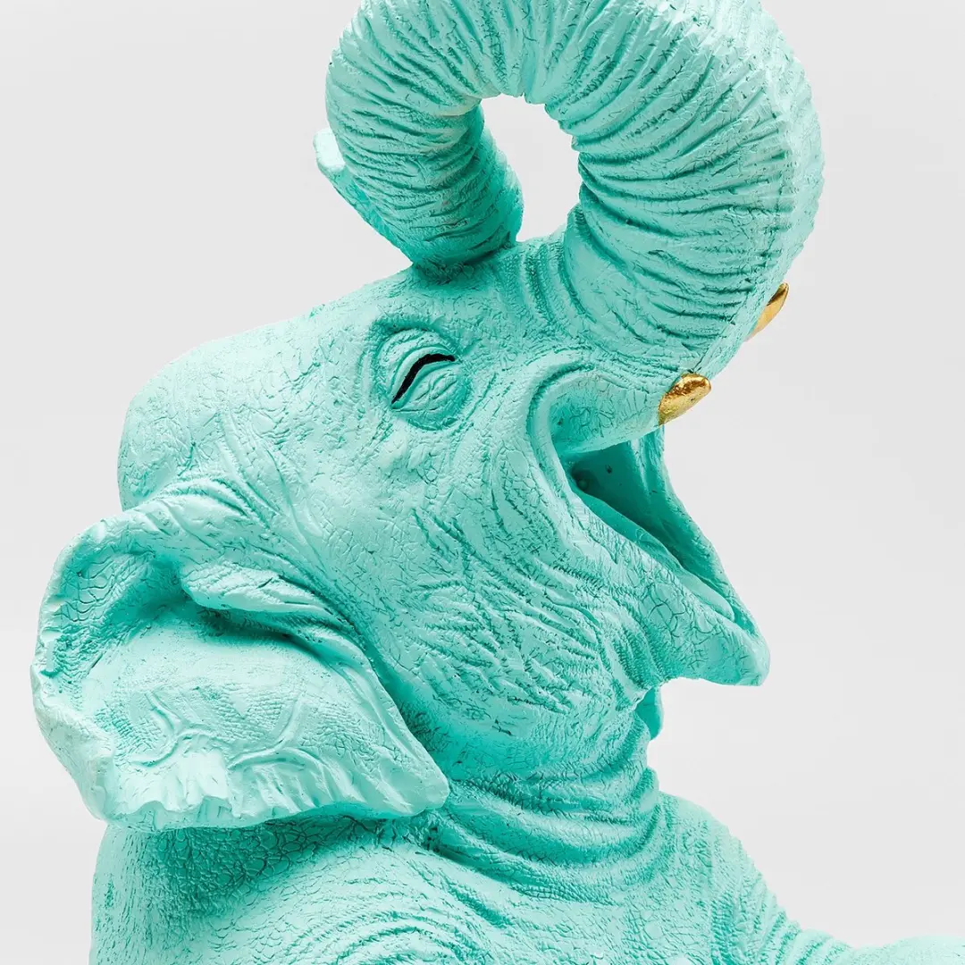 Kare Spaarpot Happy Elephant - Goud/Turquoise