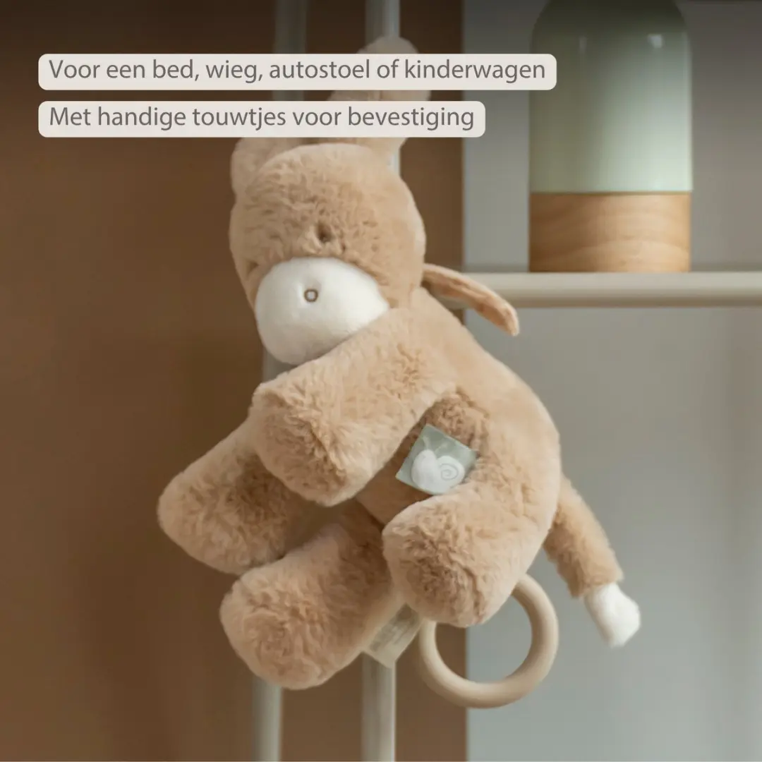 Nattou LouLou Muziekknuffel Ezel - 30 cm - Licht Karamel