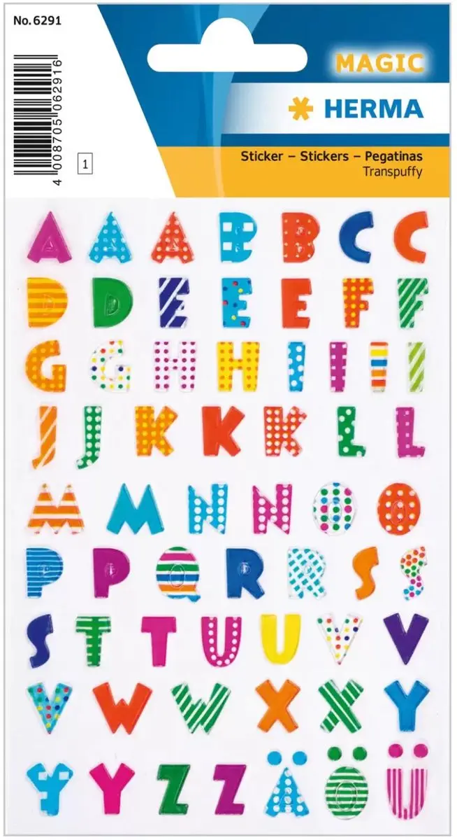 Herma Alfabet Stickers A-Z - 6 Vellen - 10mm - Multi